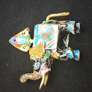 Cloisonné Elephant Brass Miniature